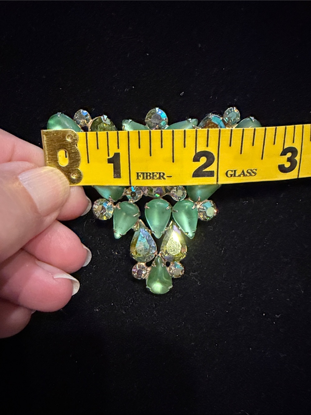 Green Teardrop and Aurora Crystal Floral Brooch - Brand: ?Juliana - Picture 9 of 10